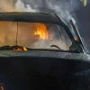 Aвтомобил пламна на АМ "Тракия" край Ямбол, движението в посока Бургас е спряно